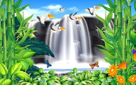 春天流水背景墙