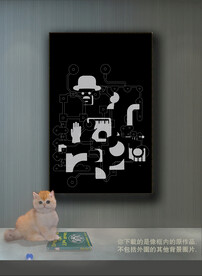 欧洲黑白抽象色块装饰图