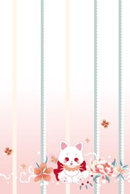 汉服鲜花粉色猫咪