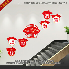 核心价值观楼道文化墙