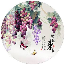 紫气东来葡萄圆形装饰画