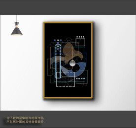 抽象拼接线条色块装饰画