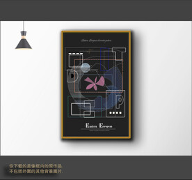 抽象拼接线条色块装饰画