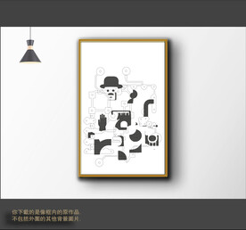 北欧装饰画黑白画心