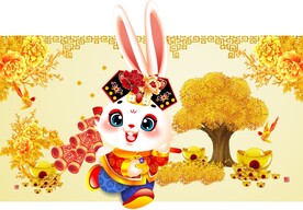 卡通兔样子财神