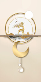 轻奢装饰画 麋鹿 月亮