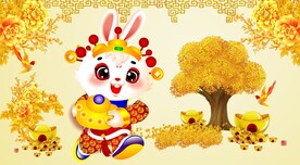 卡通兔样子财神