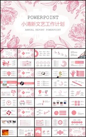 粉色小清新月季度总结计划PPT