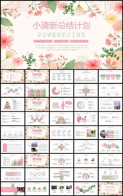手绘花卉小清新总结计划ppt