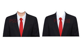 男士红领带西装素材psd