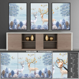 北欧抽象三联装饰画