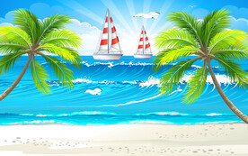 沙滩儿童房背景墙