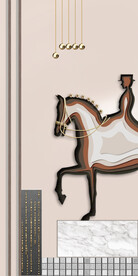 轻奢装饰画马 骑士 大理石纹