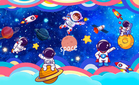 卡通星空宇航员太空人背景