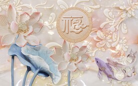 立体荷花浮雕