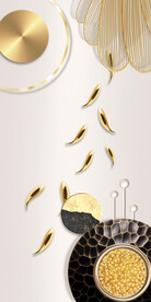 轻奢装饰画 金鱼 大理石纹