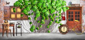 地中海田园风爬山虎背景墙