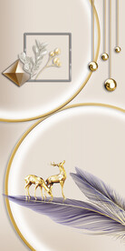 轻奢装饰画 麋鹿 羽毛