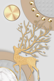 轻奢装饰画 麋鹿 大理石纹