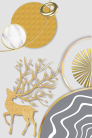 轻奢装饰画 麋鹿 大理石纹