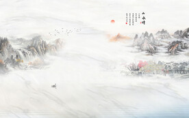 新中式山水背景墙