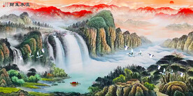 高山流水山水画