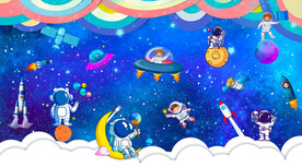 卡通星空宇航员