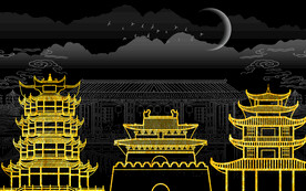 新中式建筑背景墙