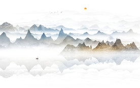 新中式水墨山水背景墙