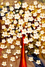 发财树艺术油画