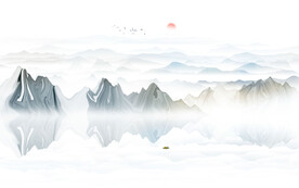新中式山水画背景墙