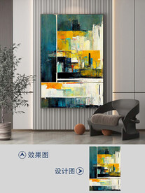 现代手绘抽象油画玄关装饰画