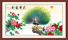 孔雀牡丹图
