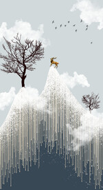 装饰画 新中式山水画 麋鹿