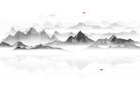水墨山水画背景墙