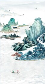 装饰画 水墨山水画 山水风情