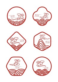 中国风中式花纹云纹山纹古典边框