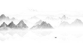 水墨山水画电视背景墙