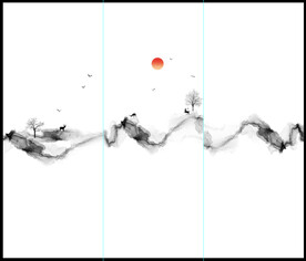 高清不分层水墨推拉门打印图