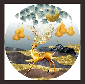 五福临门发财装饰画