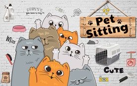 可爱猫咪宠物店工装背景墙