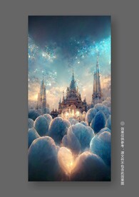 梦幻粉色玫瑰城堡儿童房装饰画