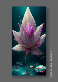 唯美梦幻新中式手绘荷花装饰画