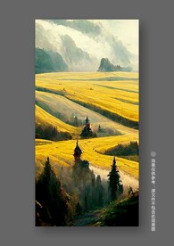 北欧黄色田园风光丰收玄关装饰画