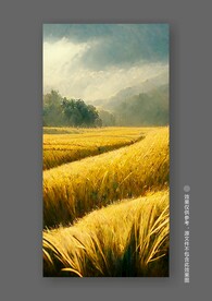 北欧黄色田园风光丰收玄关装饰画