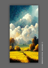 北欧小麦秋色田园风光风景装饰画