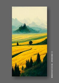 北欧小麦秋色田园风光风景装饰画