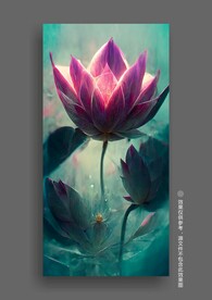 复古禅意荷花玄关客厅装饰画