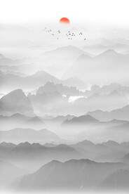 中式玄关水墨山水画