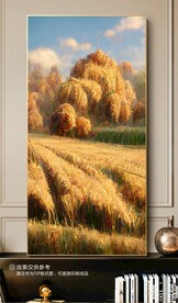 北欧秋色田园风光小麦风景装饰画